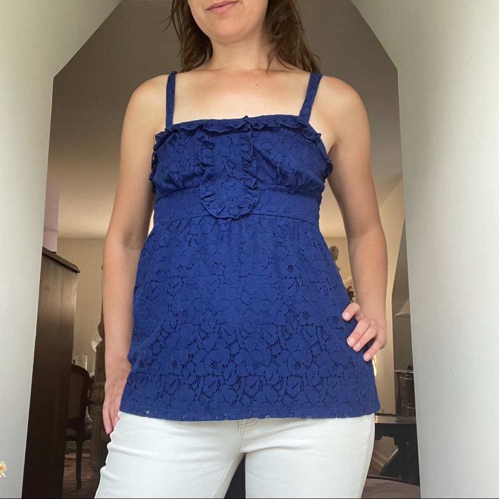 The Limited Cobalt Blue Lace Top
